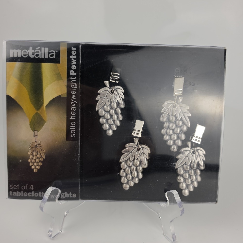Metalla Prodyne Pewter Grape Cluster Tablecloth Weights Set of 4 New